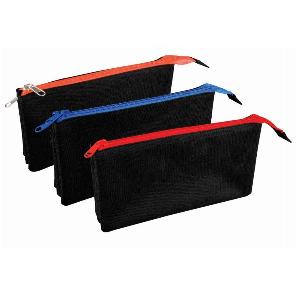 Flat Triple Compartment Assorted Colour Pencil Case