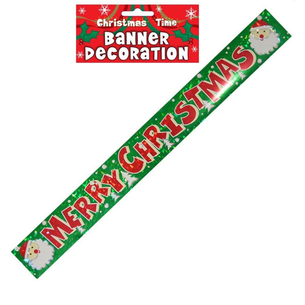 Merry Christmas Holographic Foil Banner Decoration