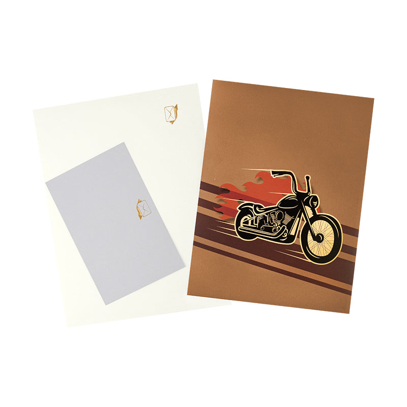 Road Rebel 3D Motorcycle Greeting Card - Birthday Anniversary Holidays Event