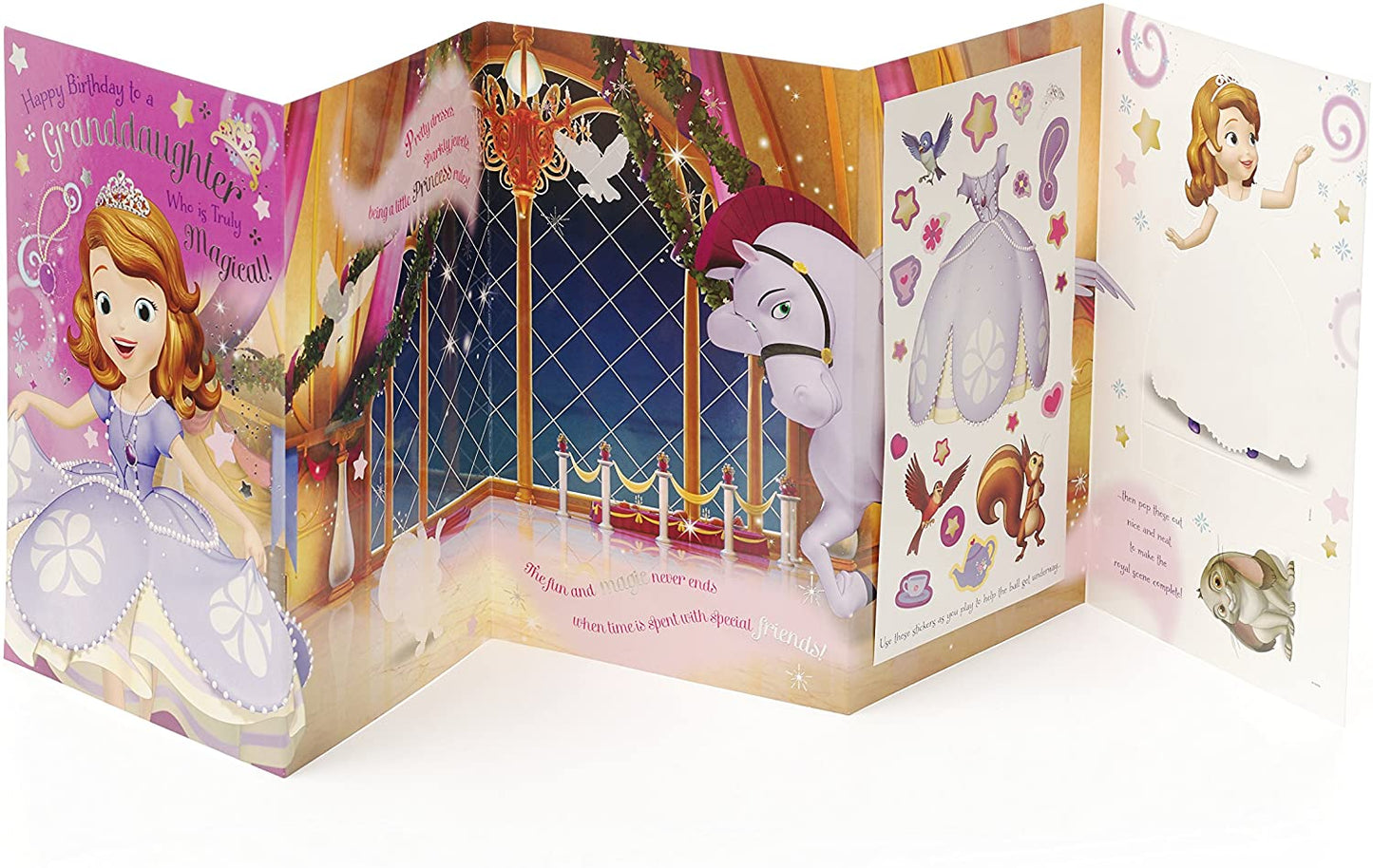 Princess Birthday Card for Granddaughter Sofia the First including Stickers