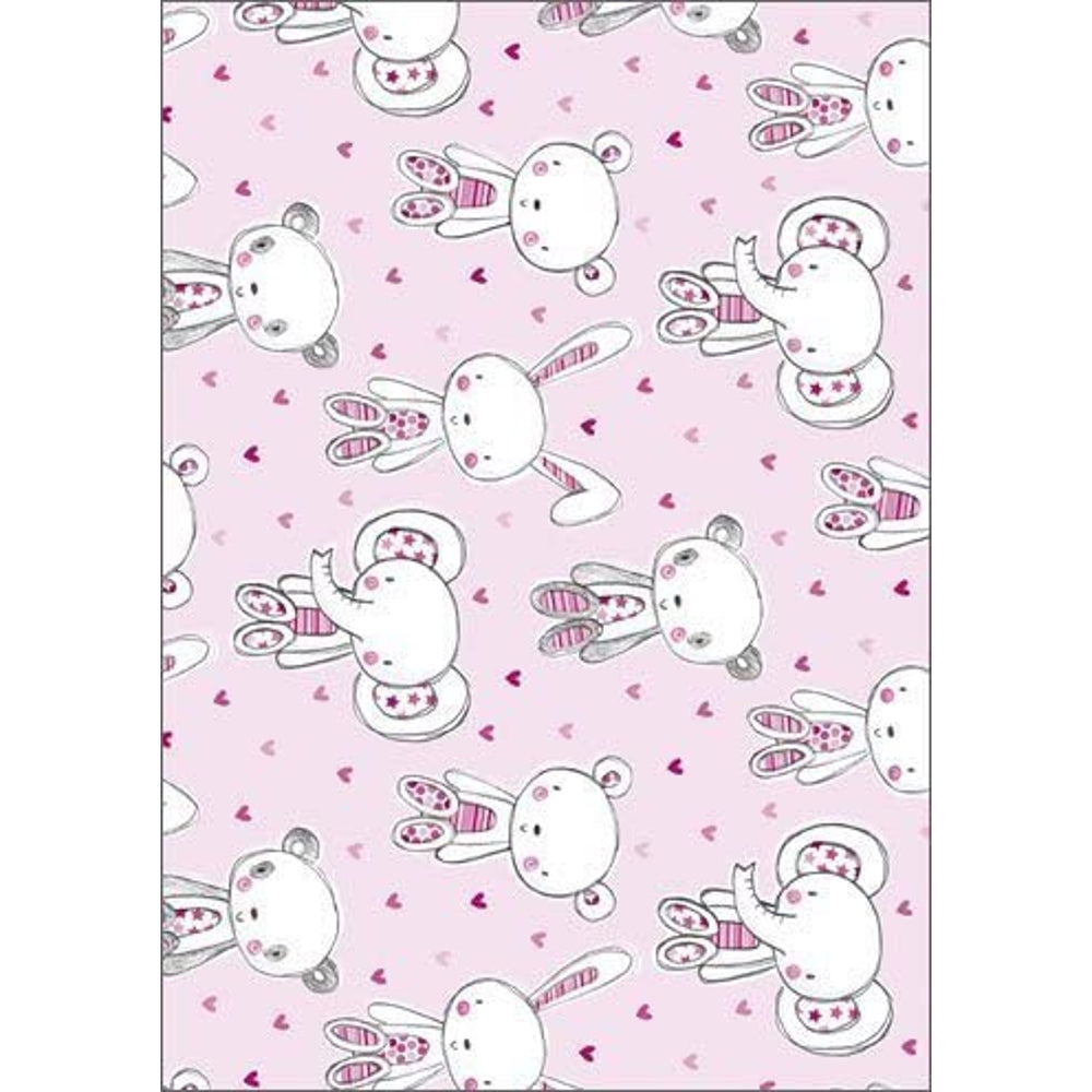 Cute Pink Characters Gift Wrap 2 Sheets 2 Tags New Born Girl Baby Gift Kids