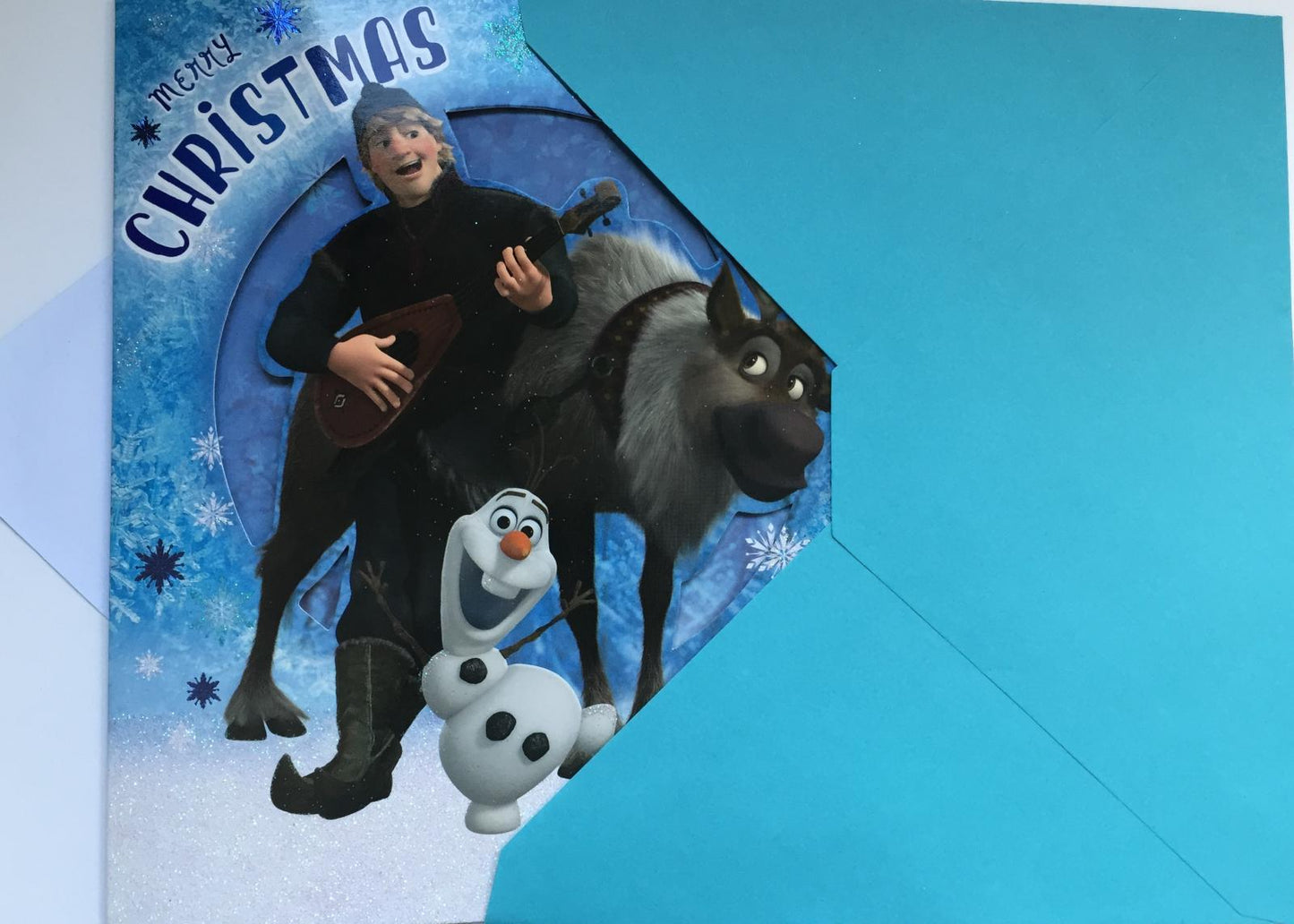 "Merry Christmas Meet The Fun Experts" Disney's Frozen Christmas Card For Boys Featuring Olaf The Snowman, Kristoff And Sven The Reindeer 
