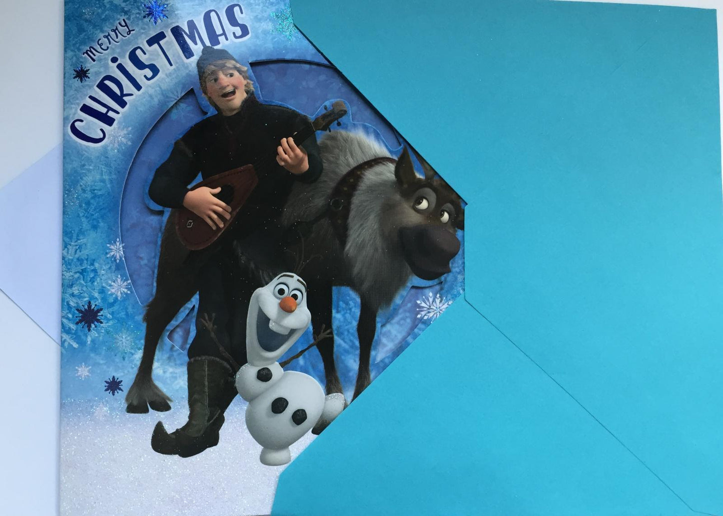 "Merry Christmas Meet The Fun Experts" Disney's Frozen Christmas Card For Boys Featuring Olaf The Snowman, Kristoff And Sven The Reindeer