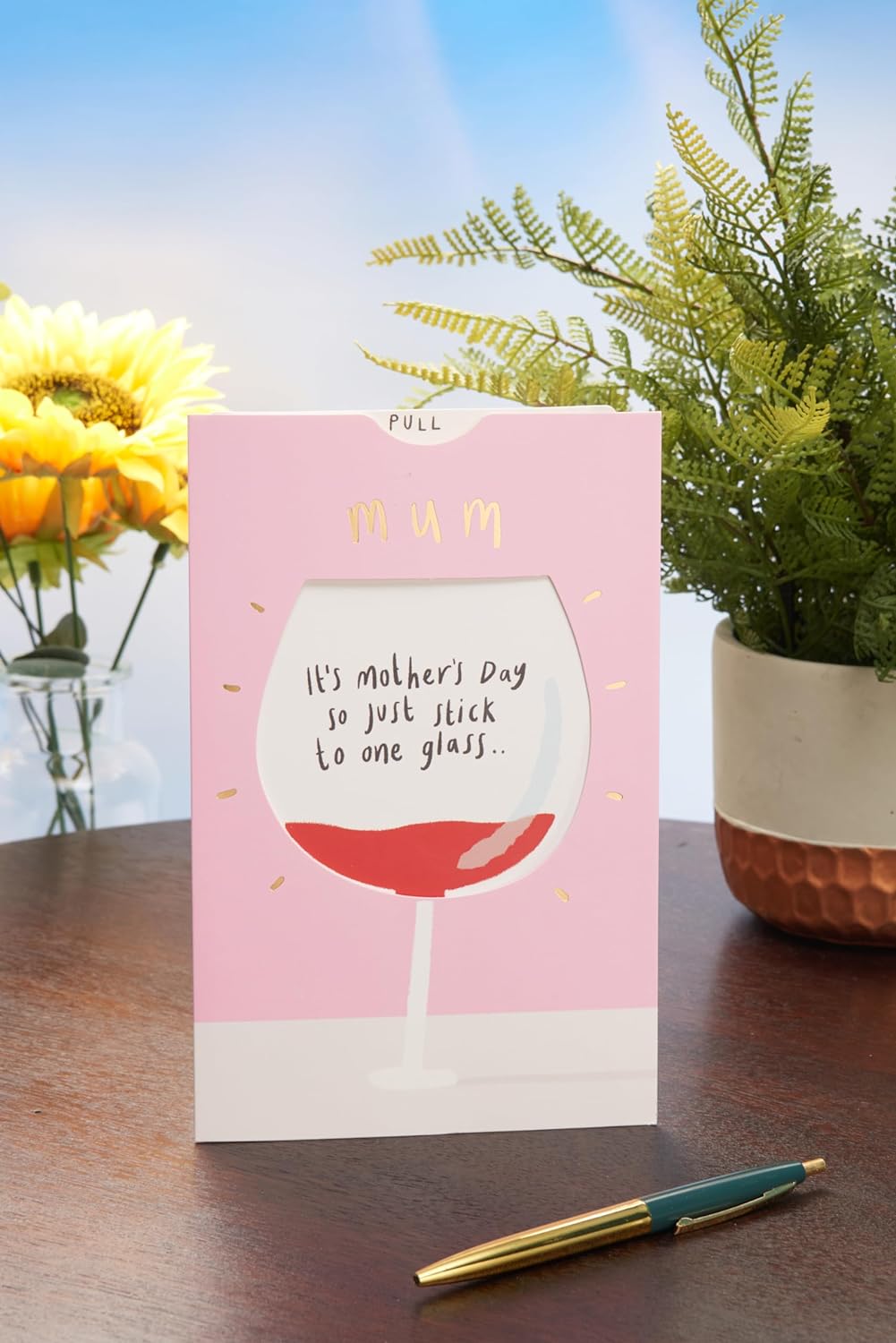 Interactive Wine Glass Design Mother's Day Card
