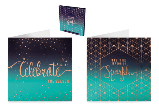 Pack of 10 Luxury Celebrate and Sparkle Design Christmas Cards