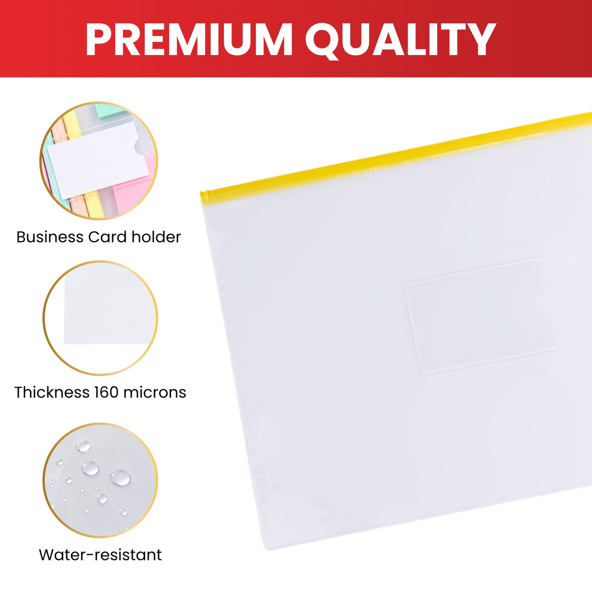 Pack of 12 A4+ Foolscap Clear Zippy Bags with Pink Zip