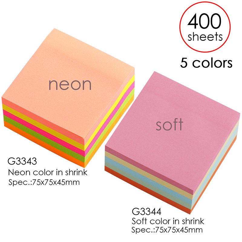 400 Sheets Pastel Colour Sticky Notes Memo Block 75x75mm