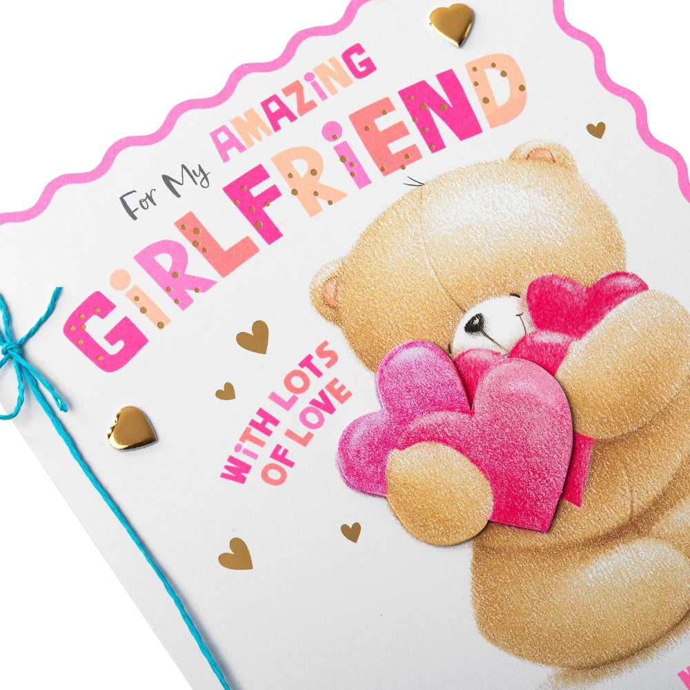 Cute Forever Friends with Hearts Design Girlfriend Birthday Card