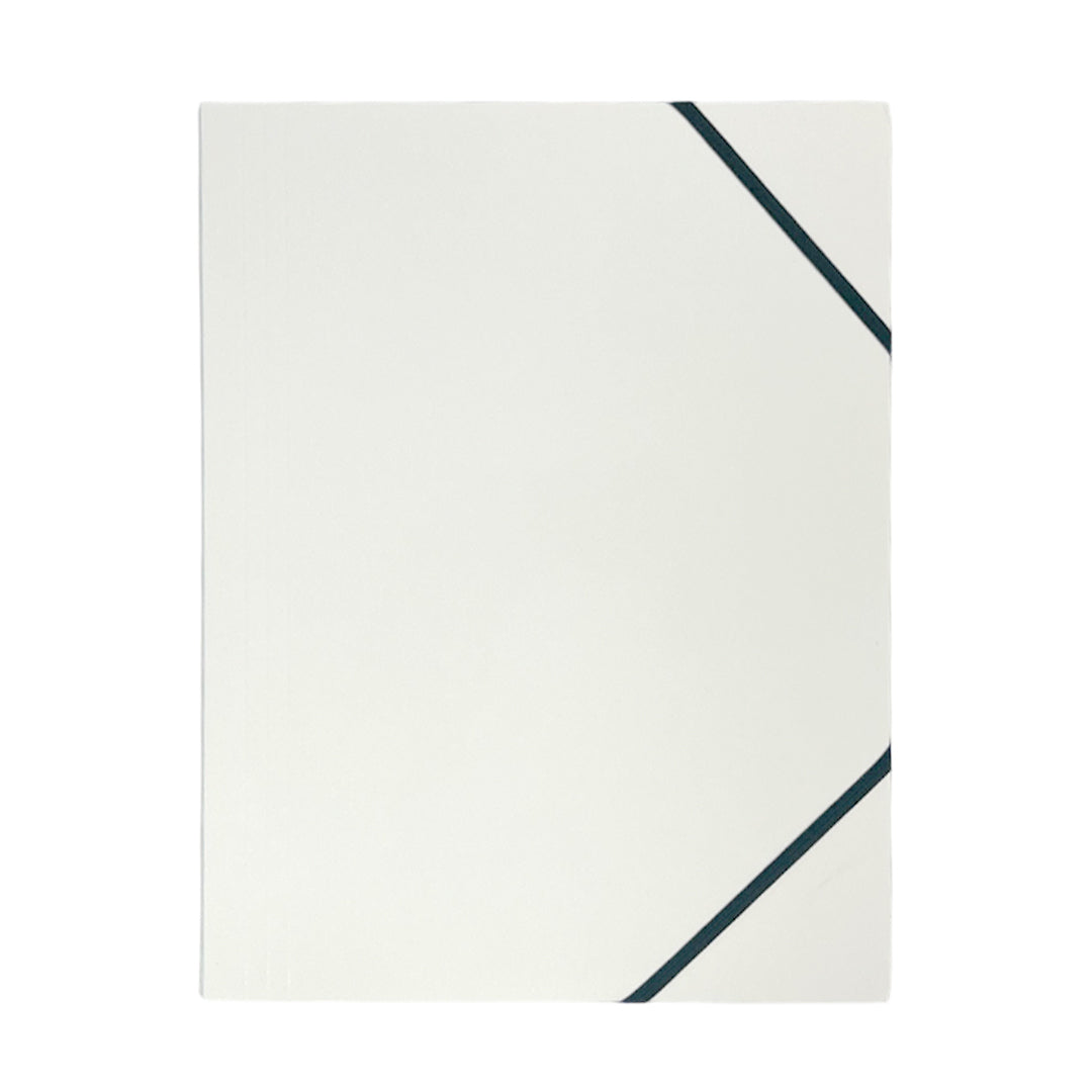 Janrax A4 White Laminated Card 3 Flap Folder with Elastic Closure