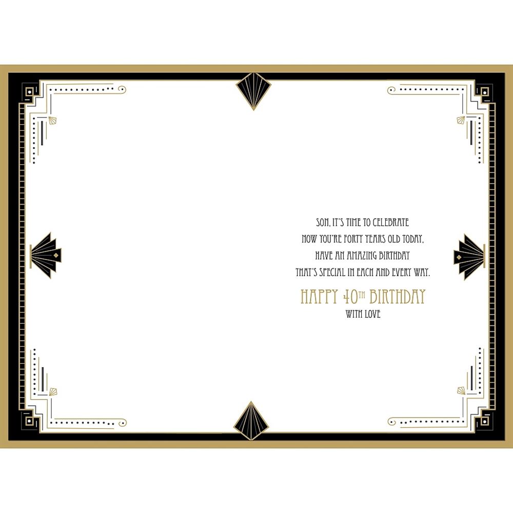 Elegant Geometric Pattern Special Son 40th Birthday Card