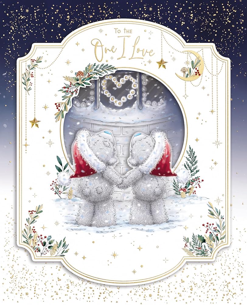 Bears Looking In Shop Window To The One I Love Luxury Handmade Christmas Card In Keepsake Box