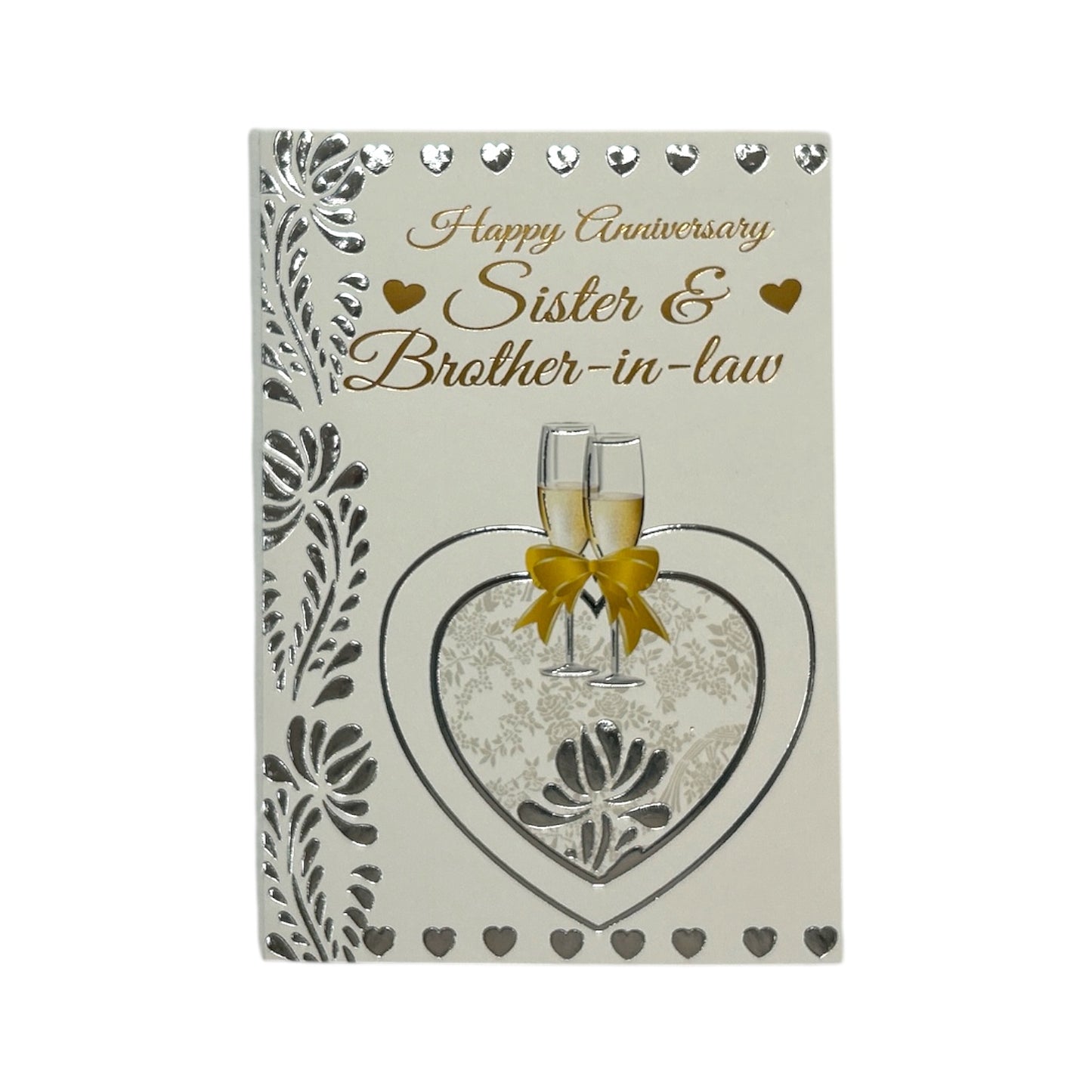 To Sister & Brother-In-Law Heart with Champagne Glass Design Anniversary Card