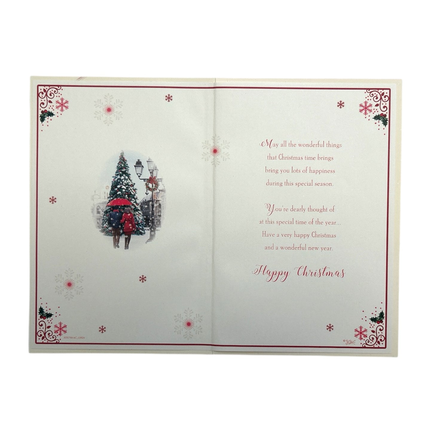 To a Dear Granddaughter and Boyfriend Snowy Village Scene Christmas Card