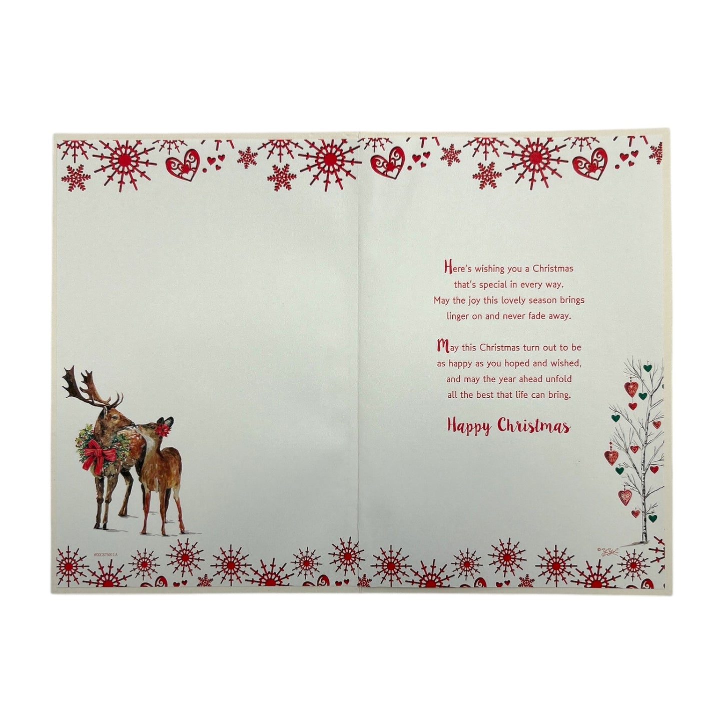 With Love to My Wife Lovely Reindeers Die Cut Heart Design Christmas Card