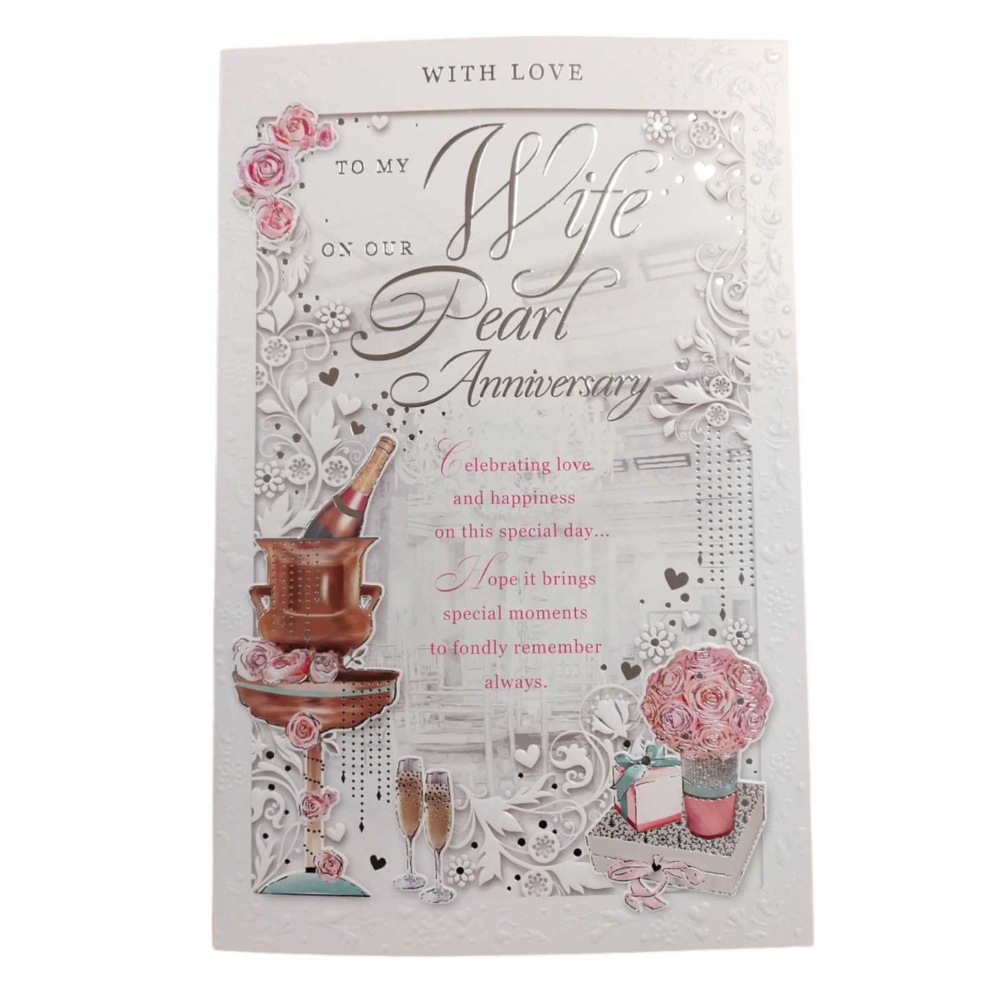 To Wife Celebrating Love and Happiness Pearl Anniversary Opacity Card