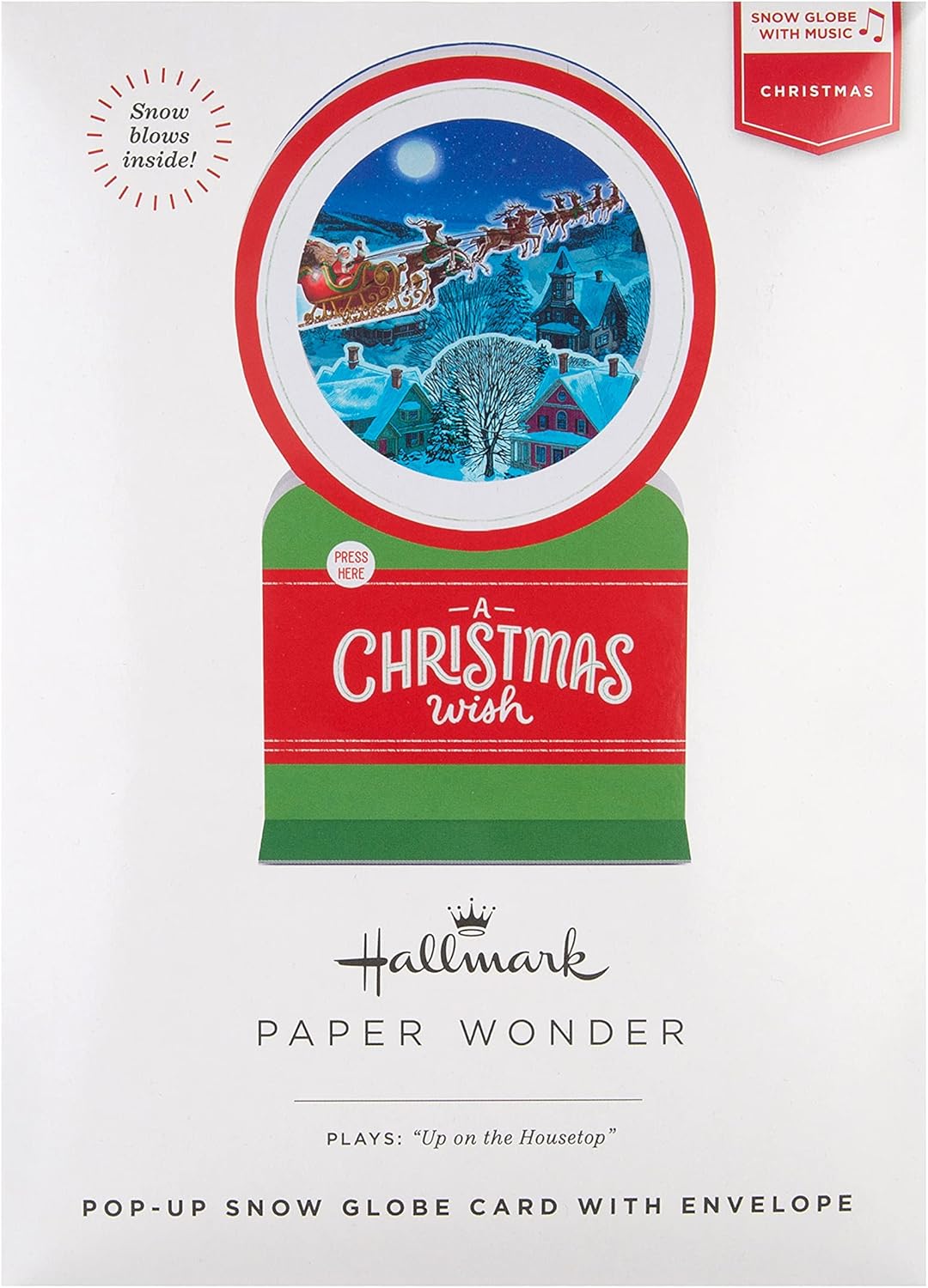 Contemporary Musical 3D Pop Up Santa and Sleigh Design Christmas Card