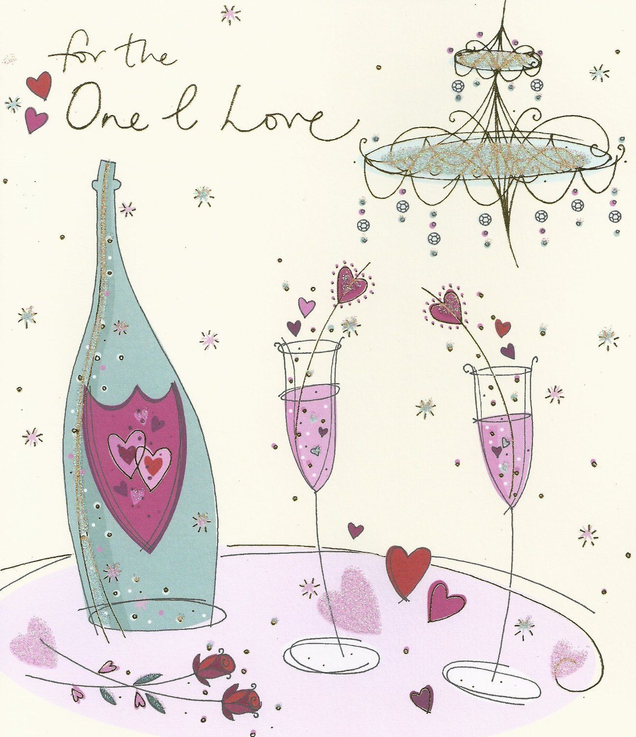 For The One I Love Gold Glitter Finished Valentine's Day Card