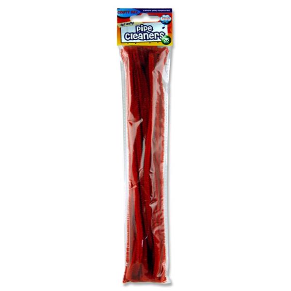 Pack of 25 Red Pipe Cleaners by Crafty Bitz