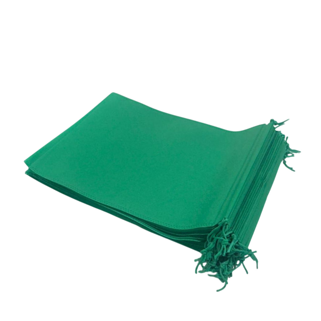 Pack of 100 Dark Green Coloured 32x22cm Non-Woven Drawstring Bags