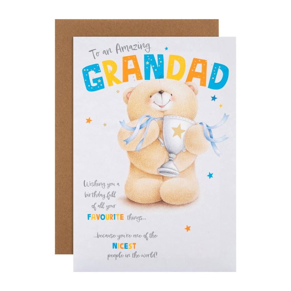 Forever Friends Bear With Trophy Design Grandad Birthday Card