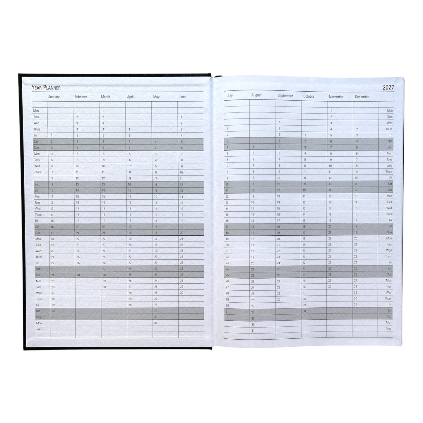 Janrax 2027 A4 Day Per Page Black Desk Diary