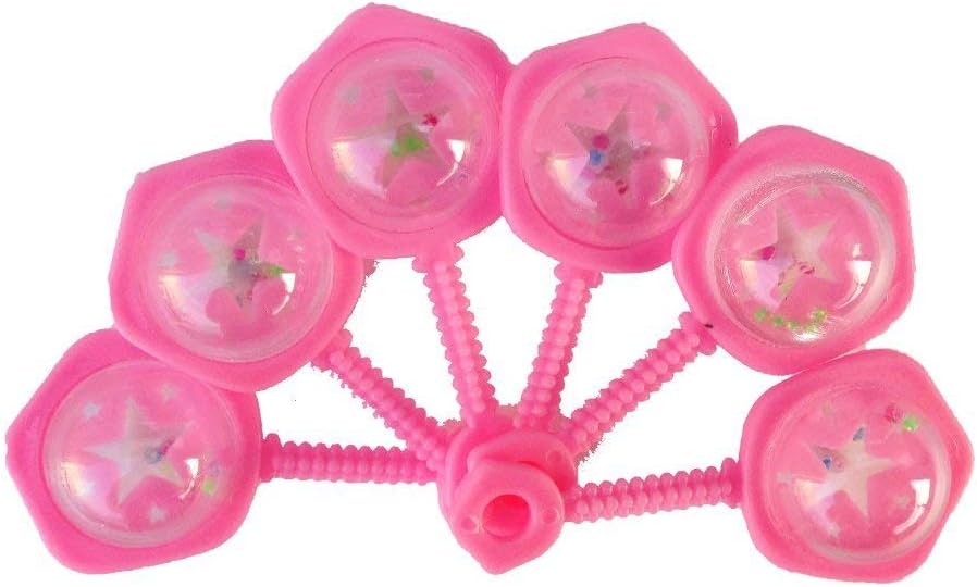 Pack of 6 2.5" Pink Baby Rattles For Baby Shower Favors