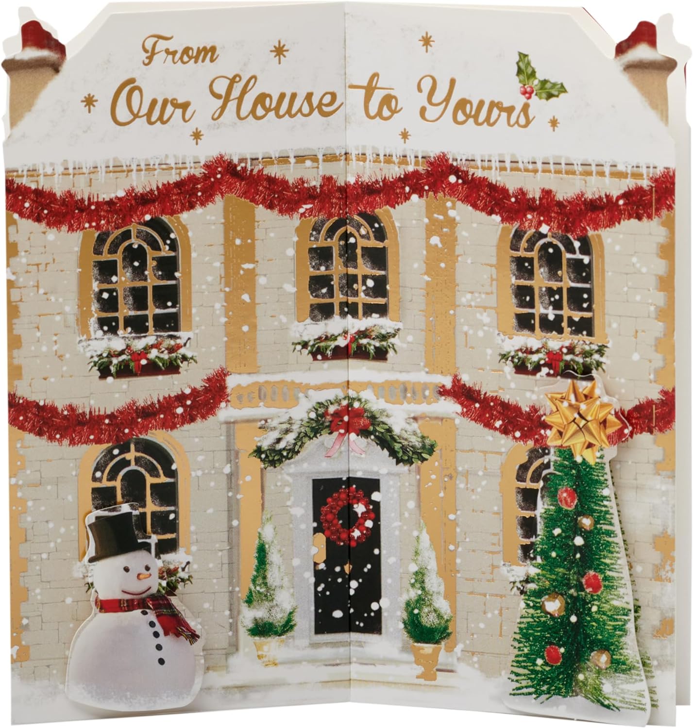 From Our House to Yours Christmas Card Festive House Shaped Design