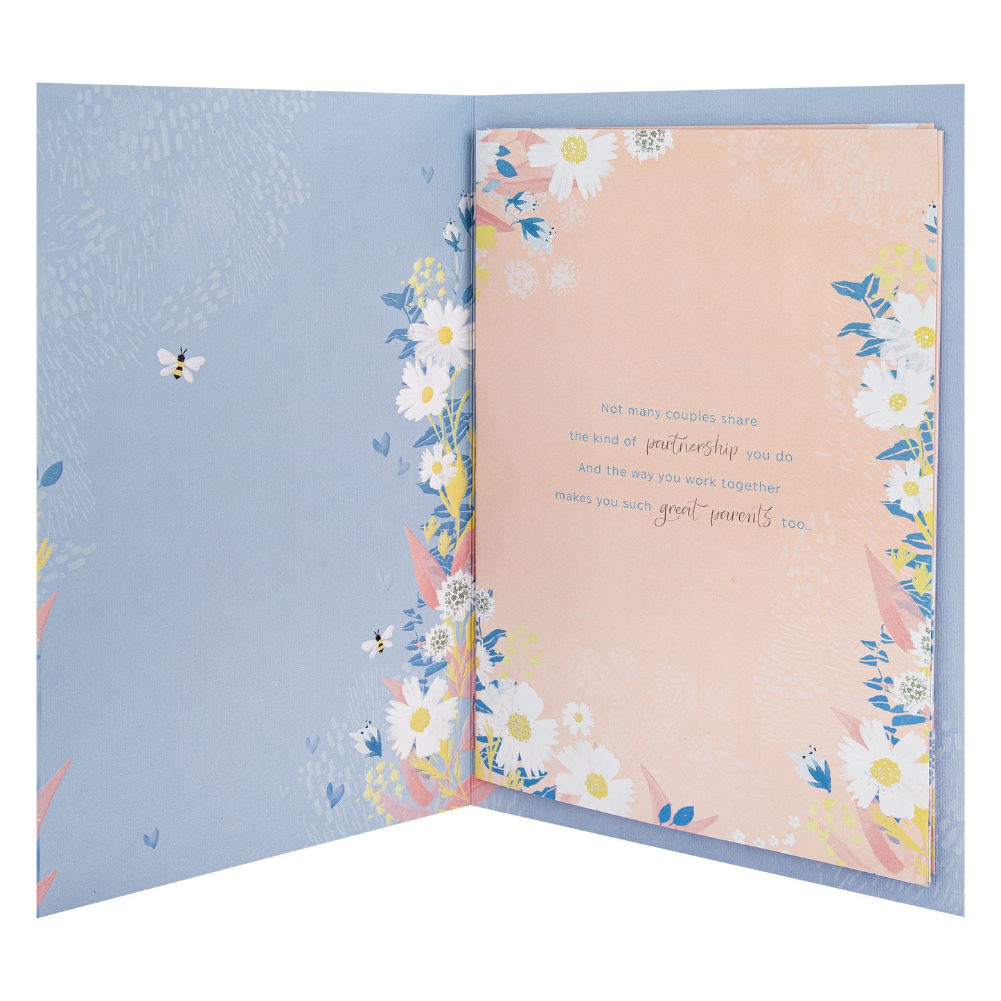 Blue Florals Design & Heartfelt Verse Mum & Dad Large Anniversary Card