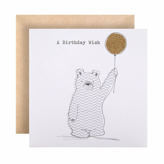 A Birthday Wish Golden Glitter Balloon Card