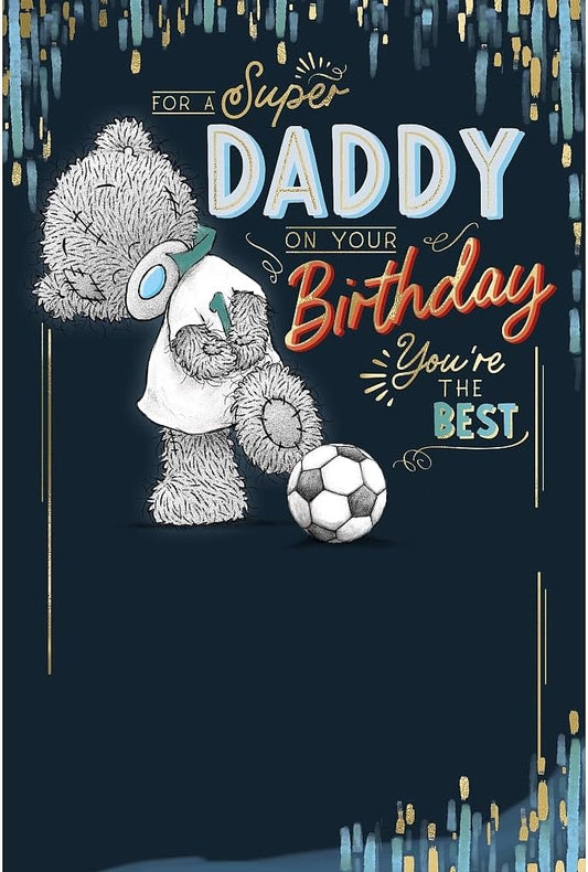 Bear With Football Super Daddy Happy Birthday Card