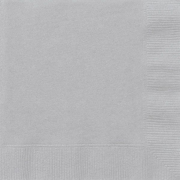 Pack of 20 Silver Solid Beverage Napkins