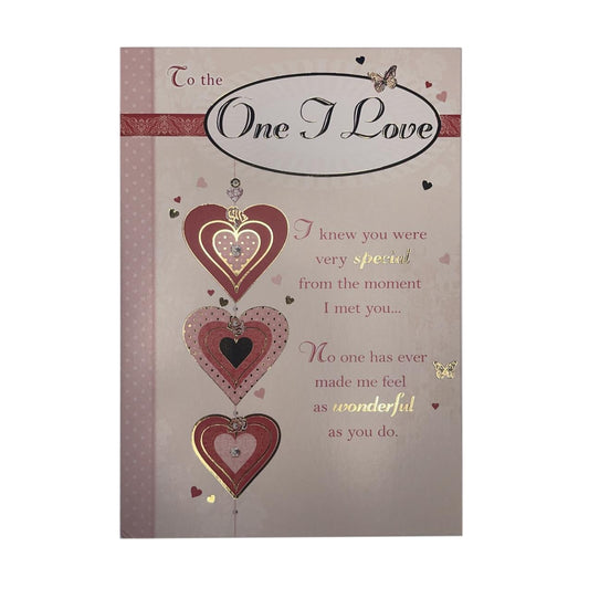 To The One I Love Hearts Design Open Greeting Card