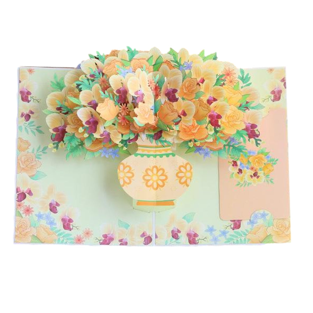 Rose Phalaenopsis Vase 3D Pop Up Greeting Card