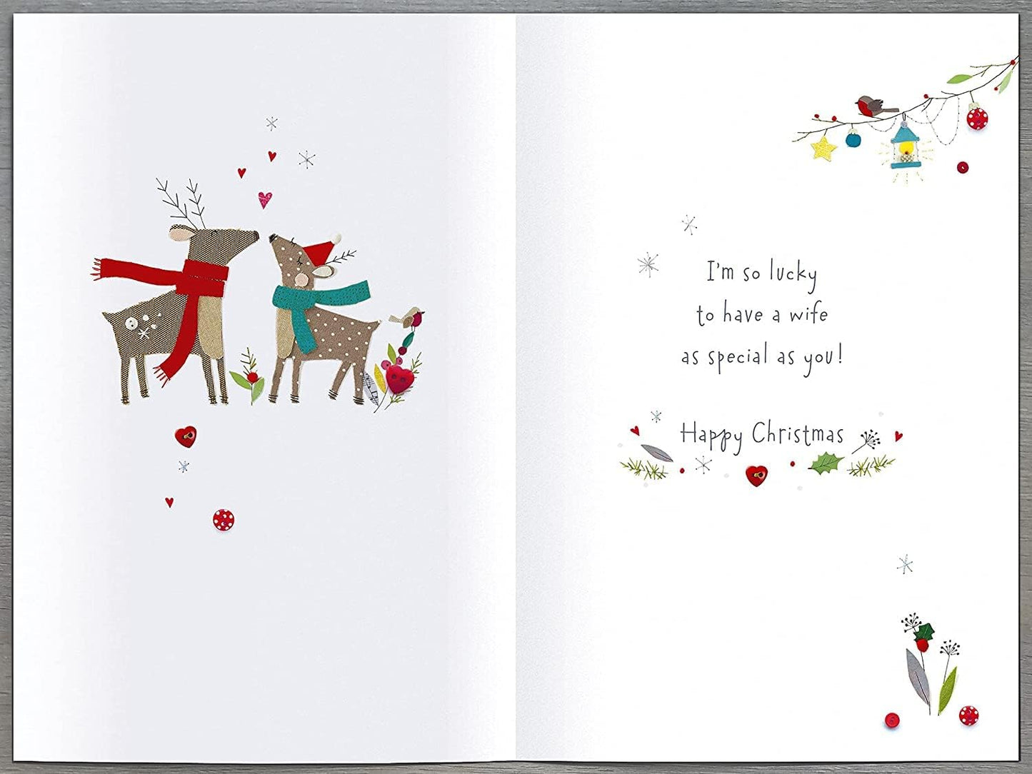 My Wonderful Wife Button Box Special Christmas Greeting Card
