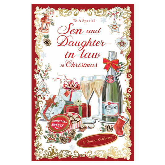 To a Special Son and Daughter In Law Time to Celebrate Christmas Card