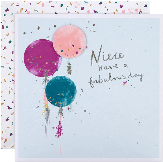 Classic Multicoloured Balloons Design Large Birthday Card for Niece