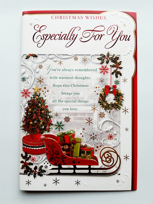 Especially For You Sleigh With Gifts Design Open Christmas Card