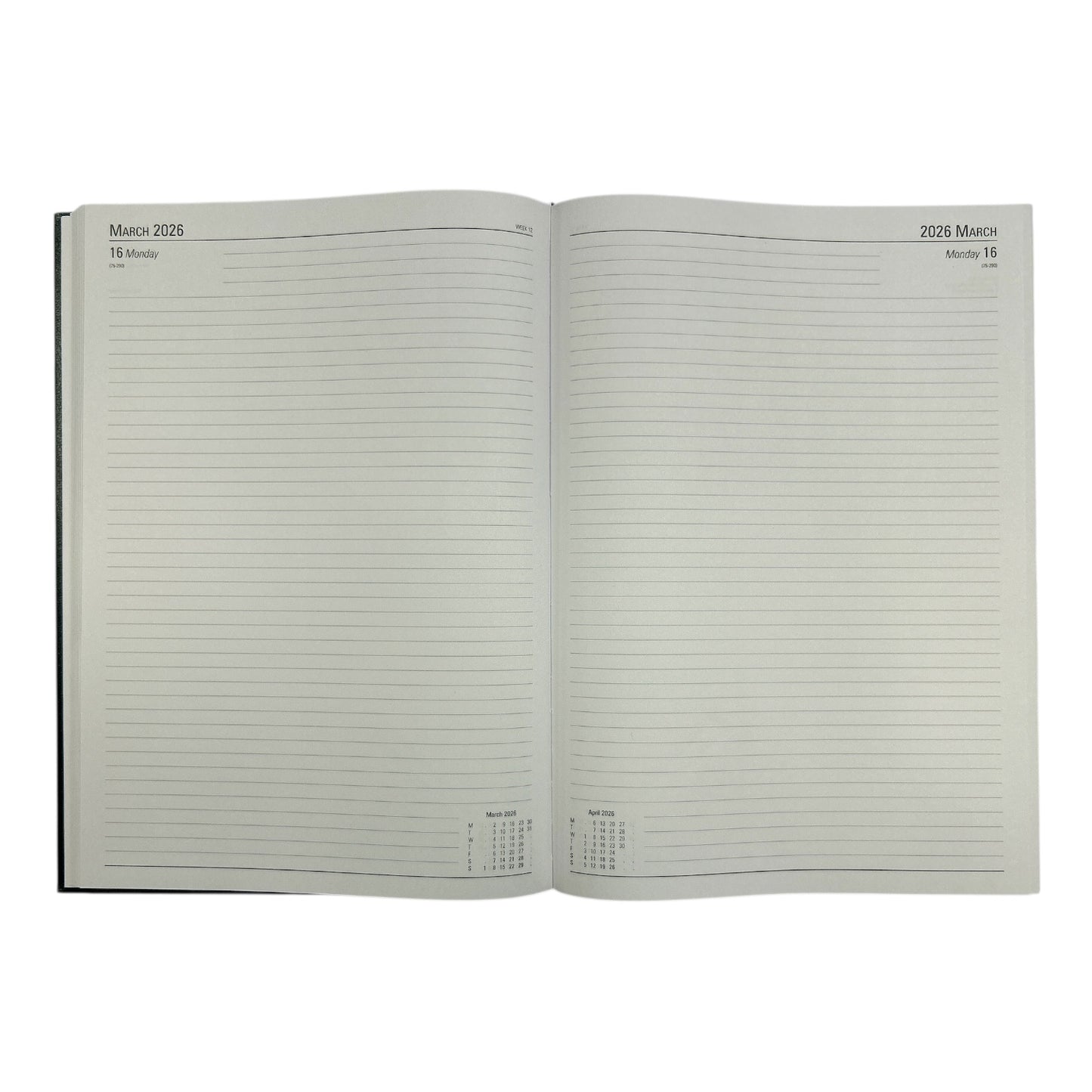 Janrax 2026 A4 2 Pages Per Day Burgundy Desk Diary