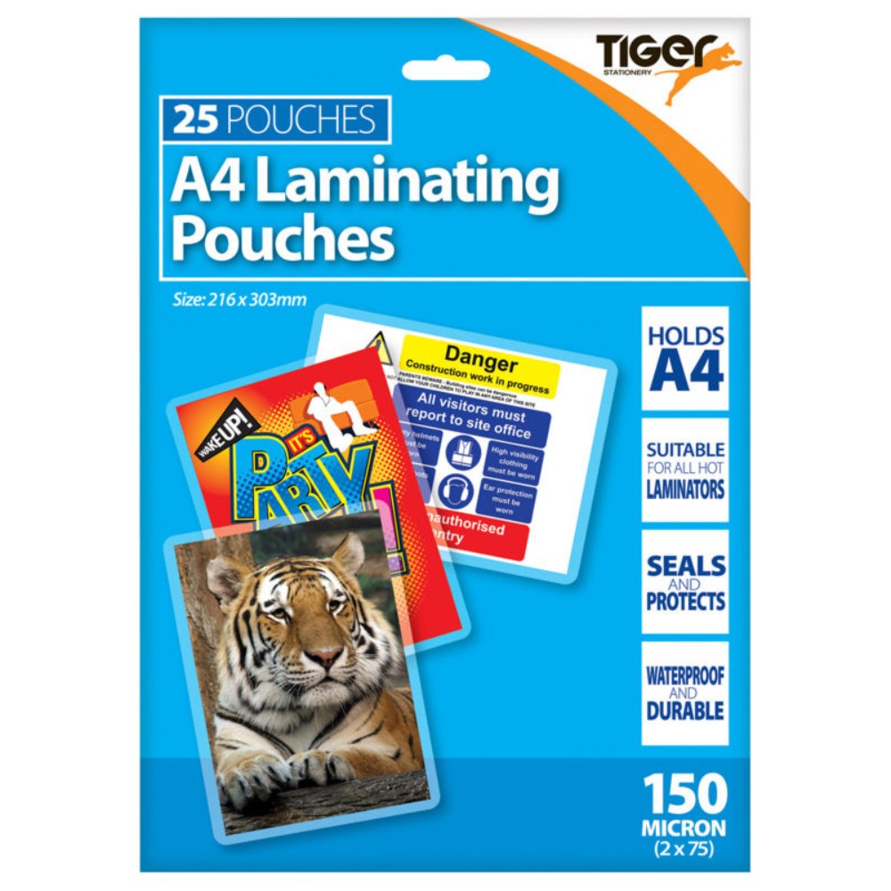 Pack of 25 A4 150micron Standard Laminating Pouches