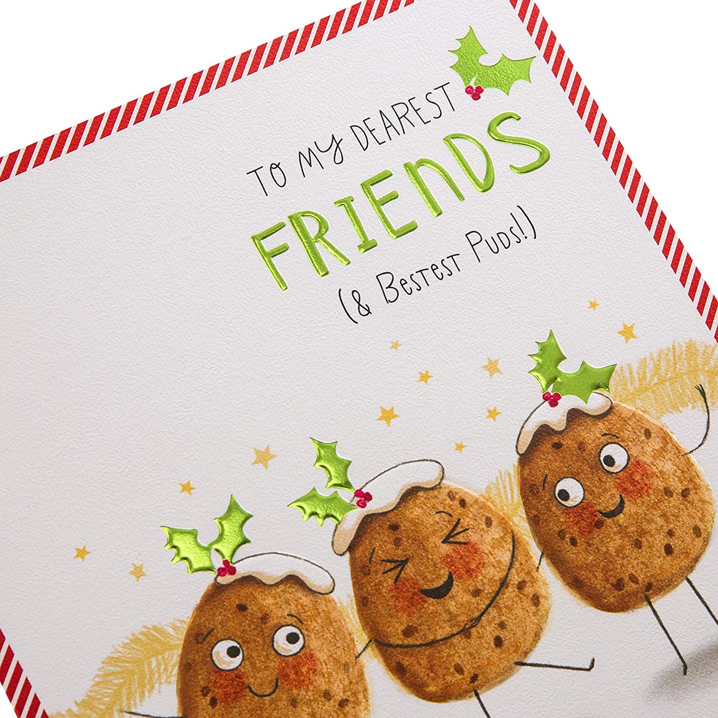 To My Dearest Friends Pun Puddings Design Christmas Card 