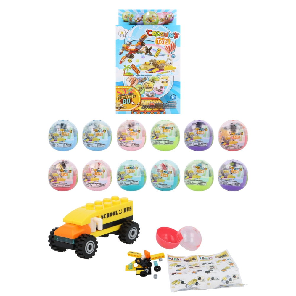 Pack of 12 Vehicle Blocks Kit in Capsules (6.5cm)