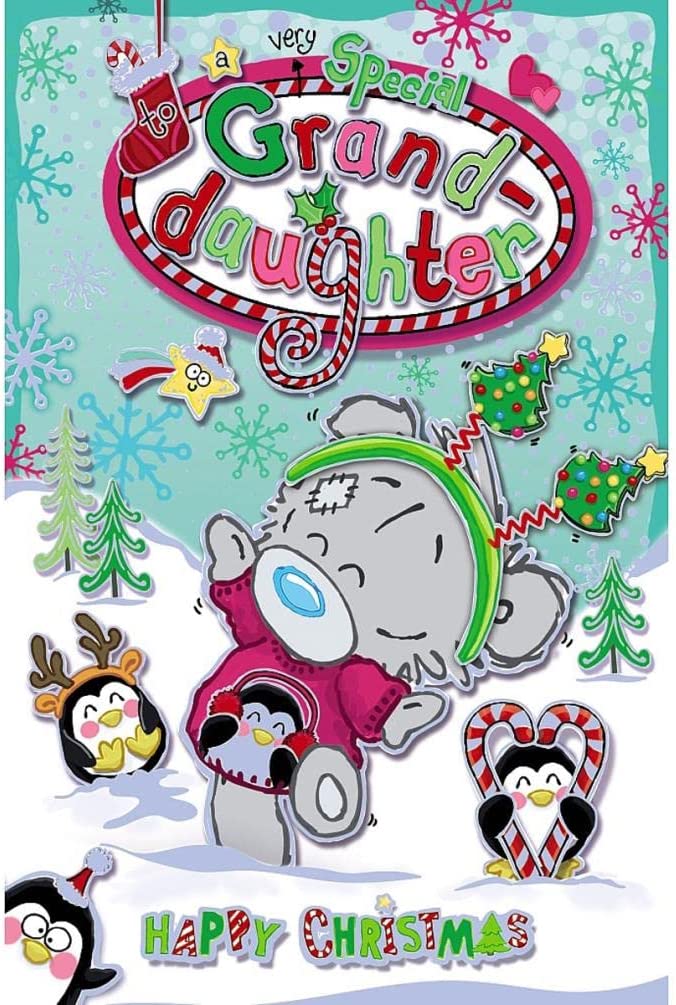 Bear Wearing Novelty Hairband Granddaughter Christmas Card