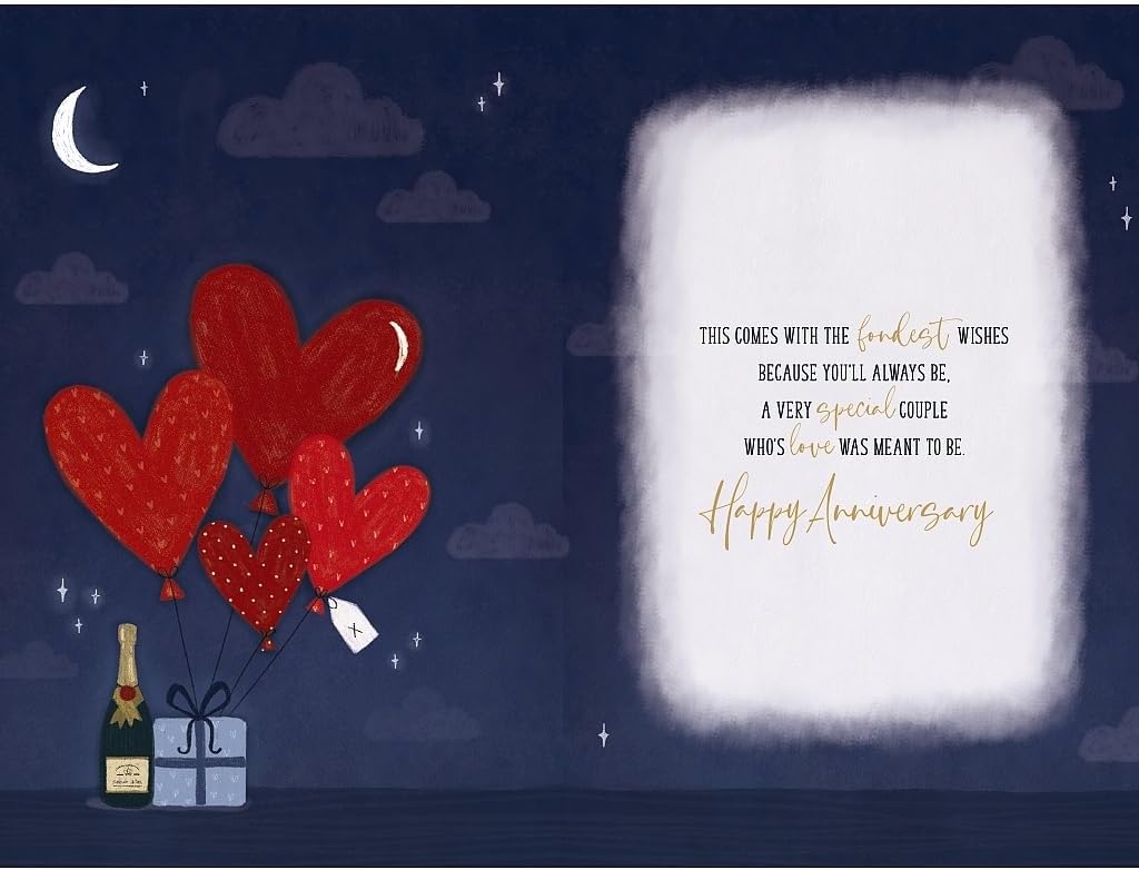 Heart Balloons Happy Anniversary Card