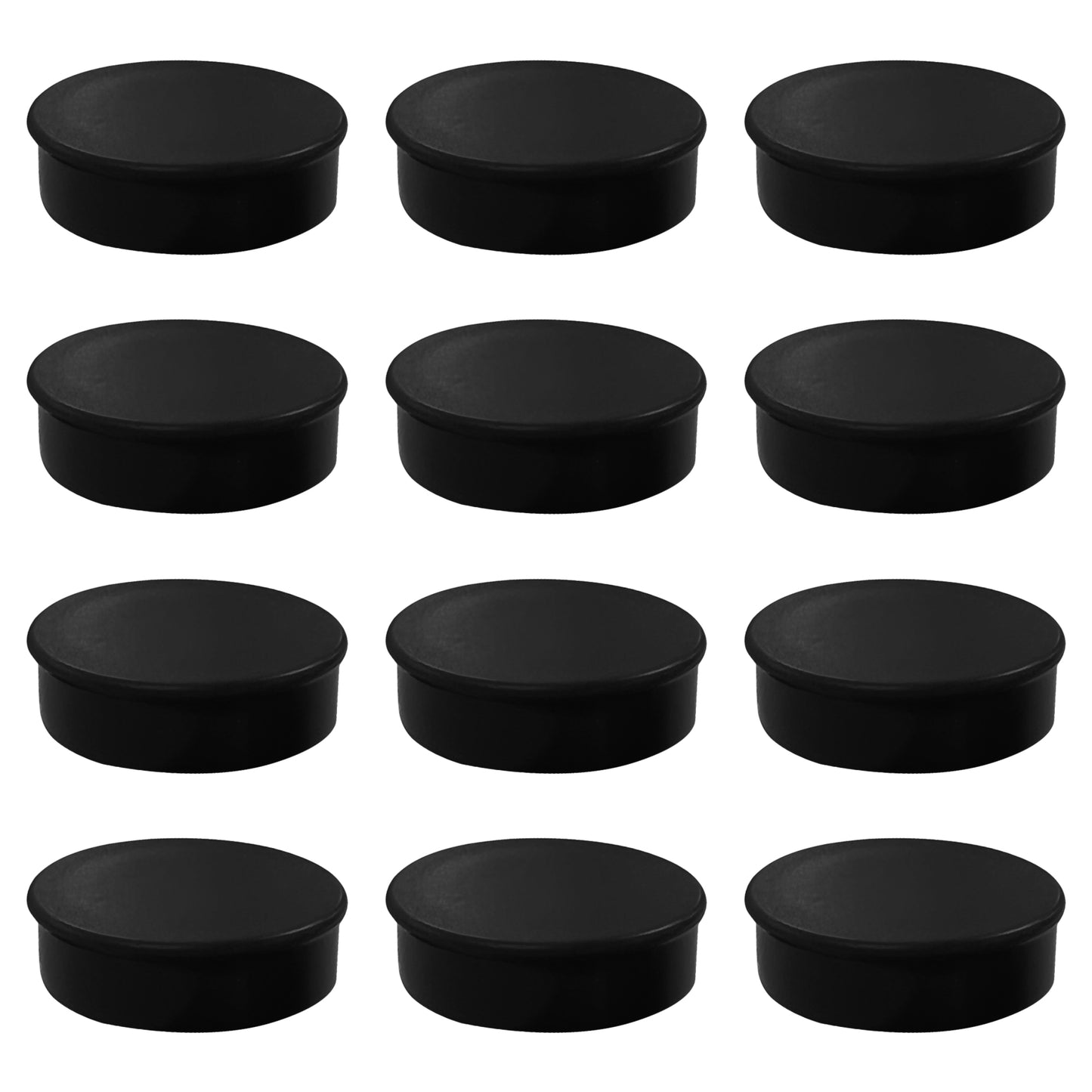 Pack of 36 Black Coloured Round Flat Magnets - 24mm Whiteboard Notice Board Office Fridge