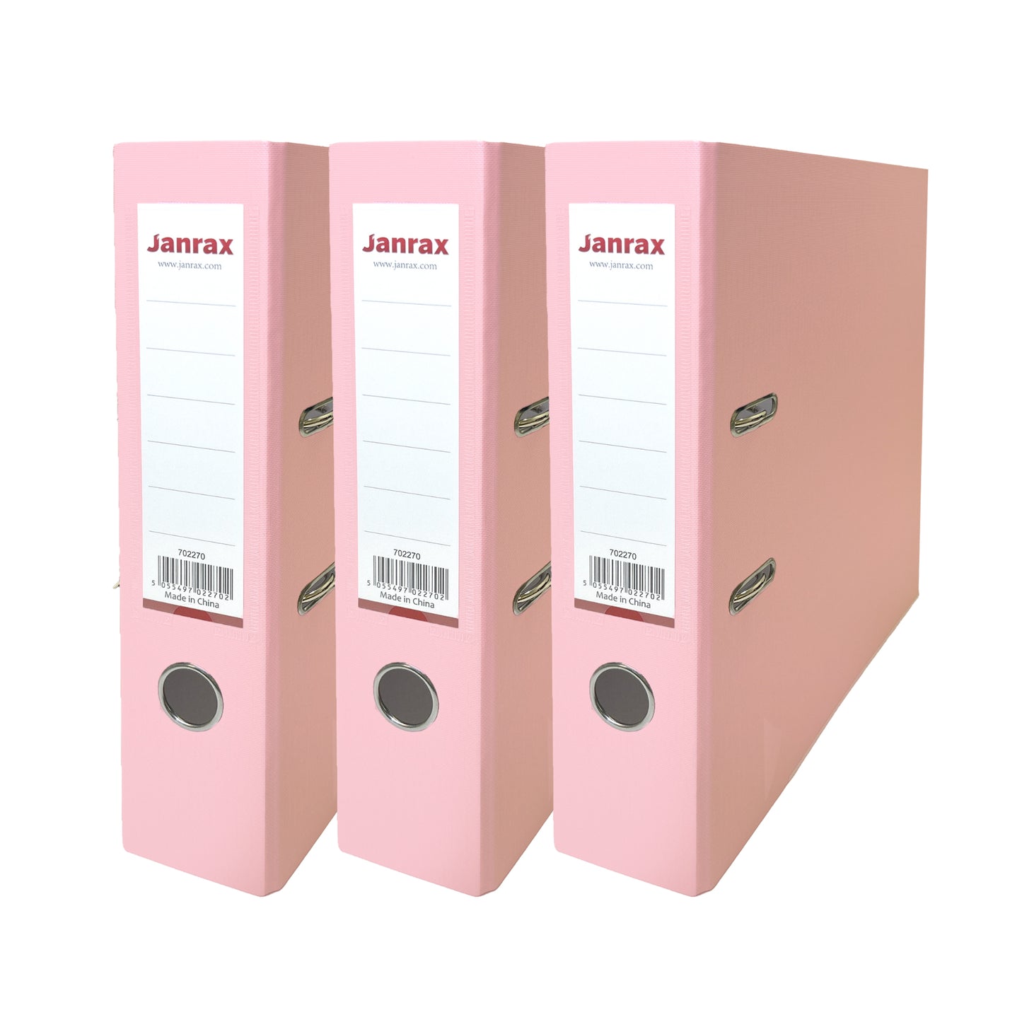Pack of 3 A4 Pastel Pink Paperbacked Lever Arch Files by Janrax