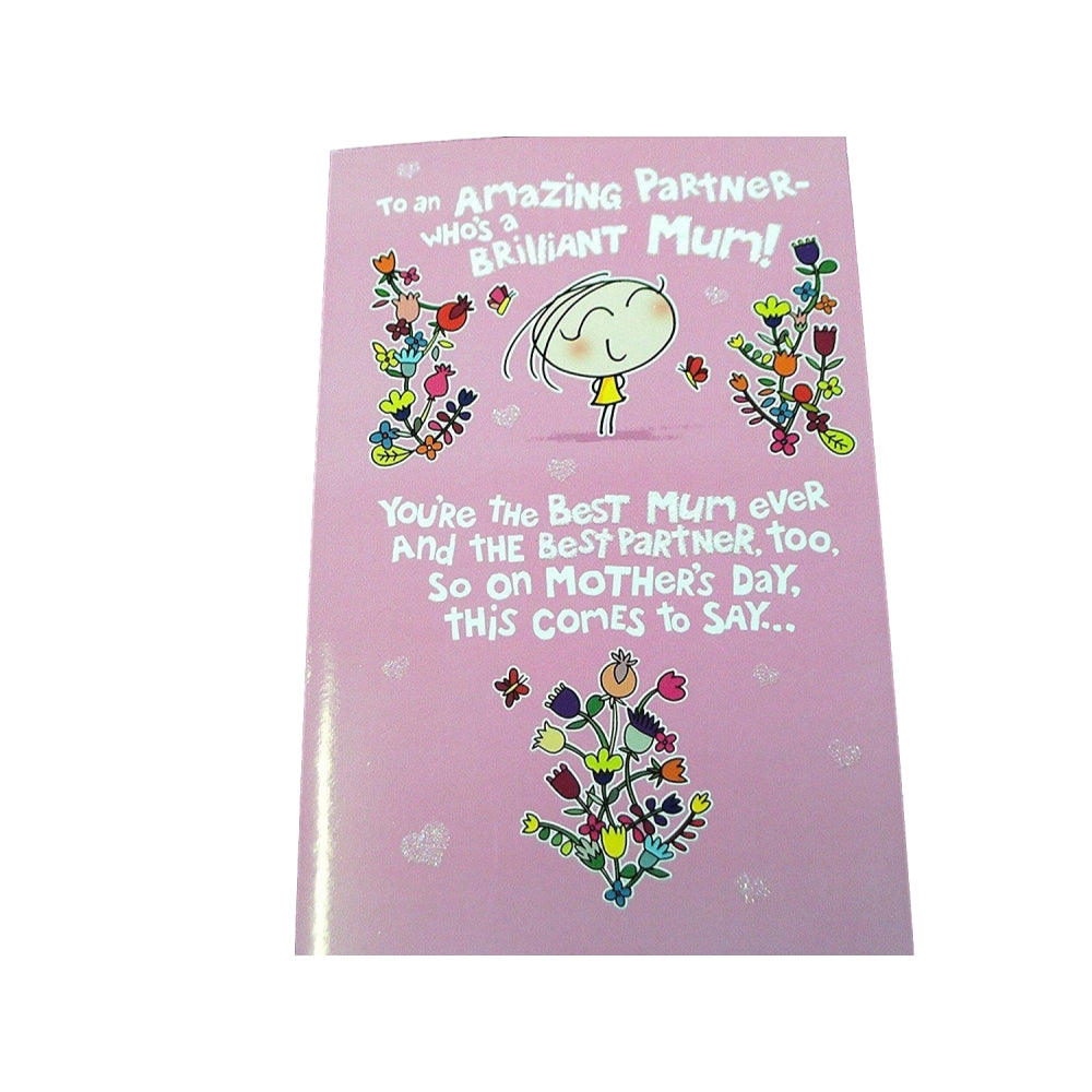 Amazing Partner and Brilliant Mum We Love You Mother's Day Card