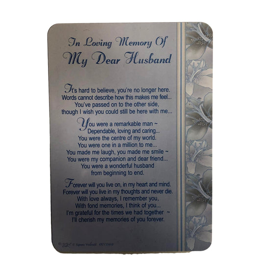 Memory of My Dear Husband Graveside Memorial Xpress Yourself Keepsake Wallet Purse Card