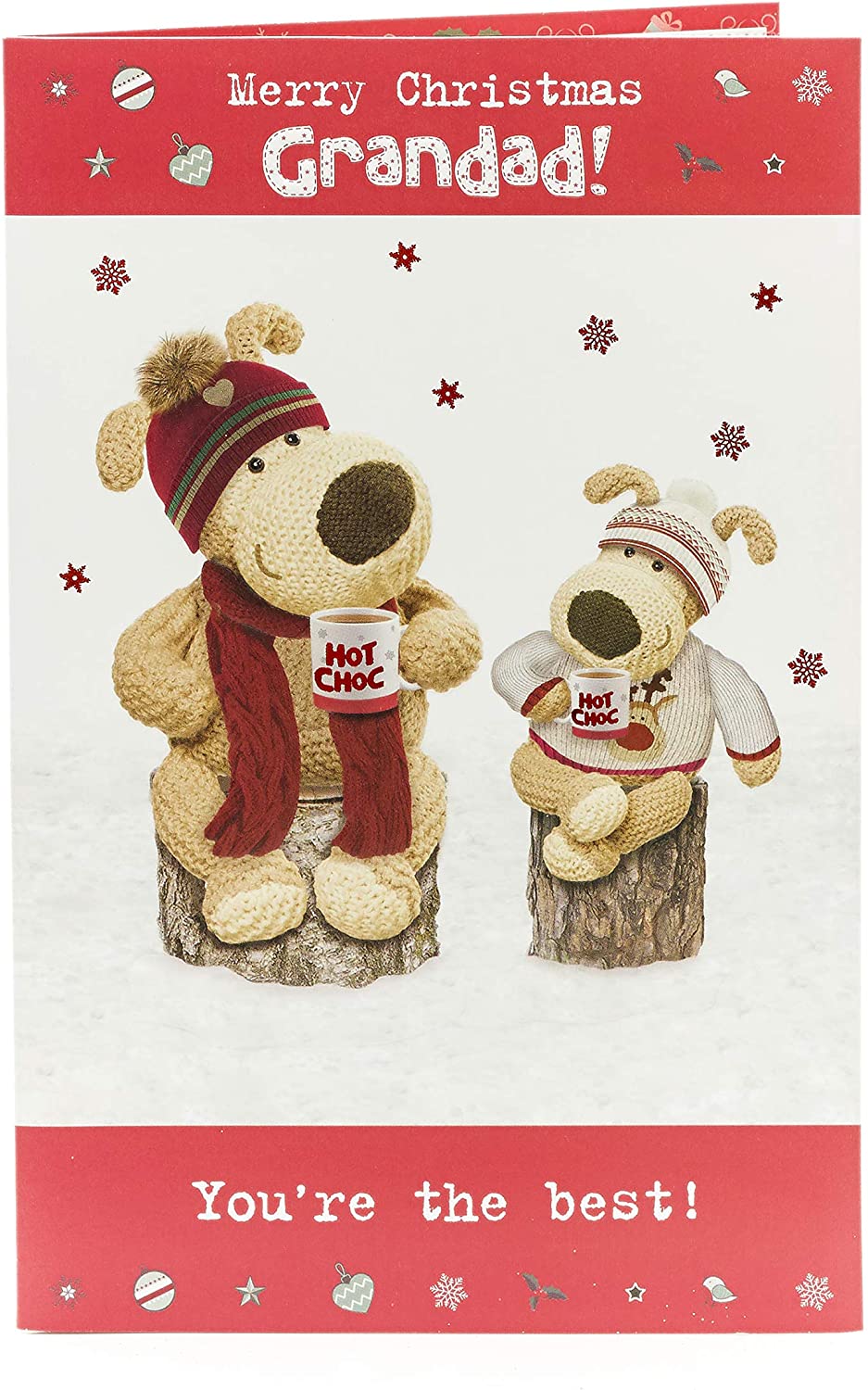 Boofles Holding Hot Choc Mug Design Grandad Christmas Card 