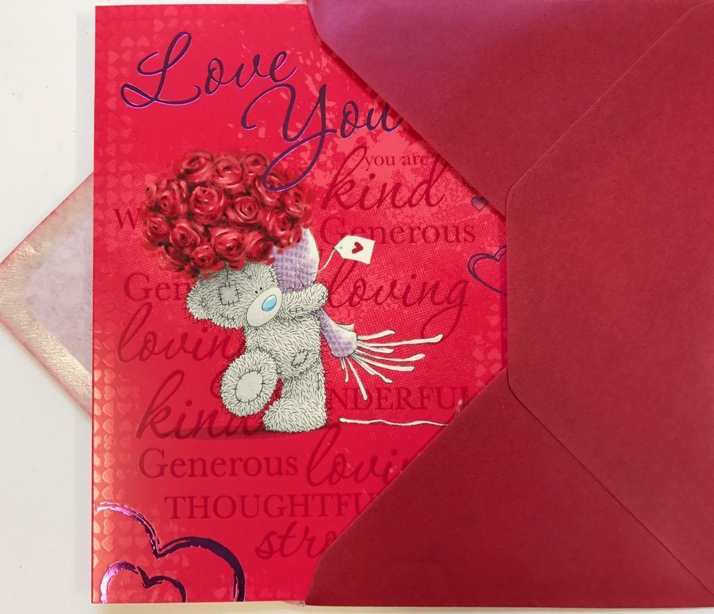 Love You Open Sweet Me to you Bear With Flower Of Bunch Valentine's Day Card