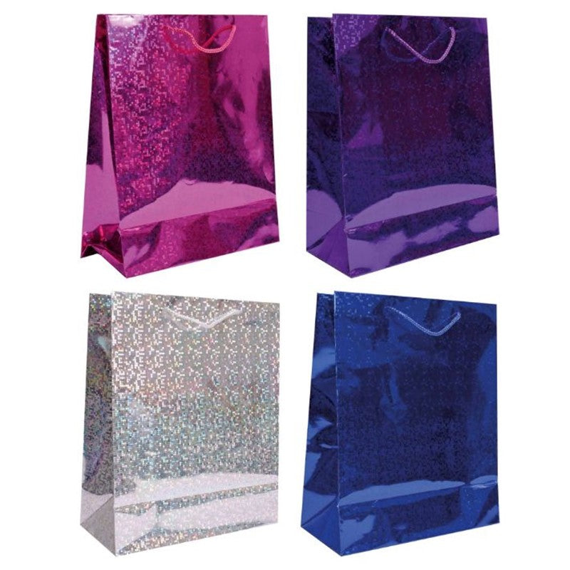 Pack of 12 Medium Assorted Holographic Gift Bags